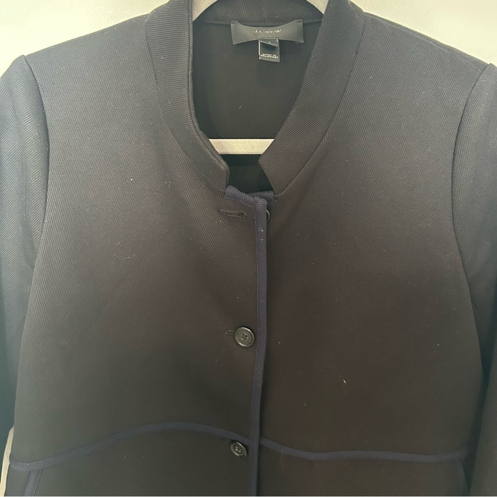 J Crew Tipped Twill Jacket in Black Navy Size 6 - Picture 3 of 7